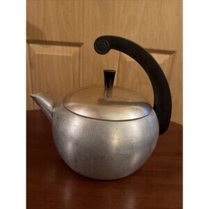 Vintage MCM Wear-Ever Tea Pot Kettle # 3062 1/2 Aluminum Copper Lid Hallite USA!